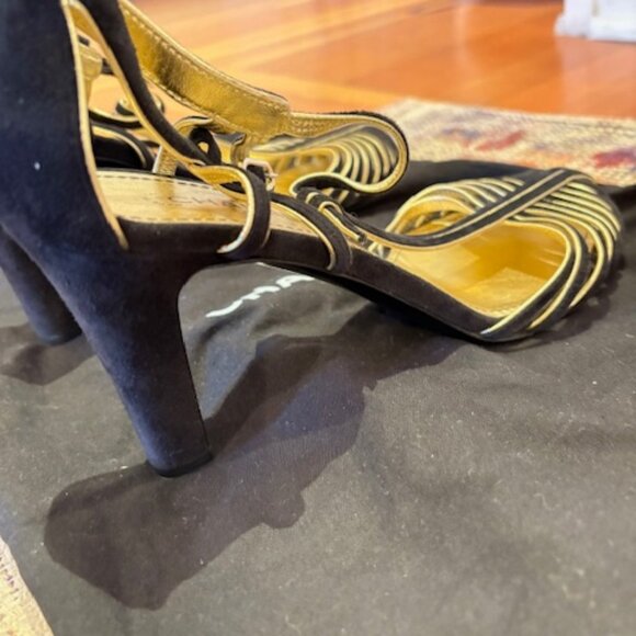 CHANEL pumps G37381 leather Black gold Size 39 - Picture 7 of 7